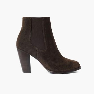 Botki Damskie Thursday Boots Avenue Zamszowe Oliwkowe | PL352NWY