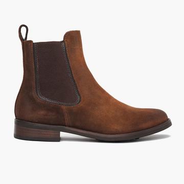 Buty Chelsea Damskie Thursday Boots Duchess Zamszowe Kawa | PL366AHK