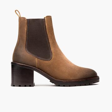 Buty Chelsea Damskie Thursday Boots Knockout Zamszowe Brązowe | PL379BEX