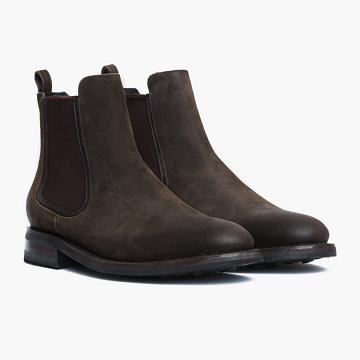 Buty Chelsea Męskie Thursday Boots Duke Zamszowe Oliwkowe | PL29PJJ
