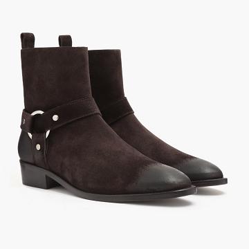 Buty Chelsea Męskie Thursday Boots Harness Zamszowe Bordowe | PL30OKI