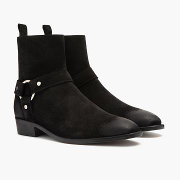 Buty Chelsea Męskie Thursday Boots Harness Zamszowe Czarne | PL31ILH