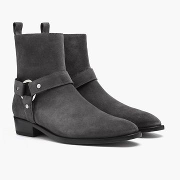 Buty Chelsea Męskie Thursday Boots Harness Zamszowe Szare | PL32UZG