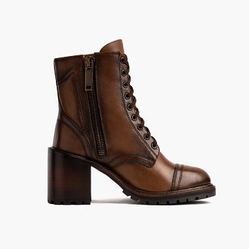 Kozaki Damskie Thursday Boots Rebel Skórzane Kawa | PL390DFM24