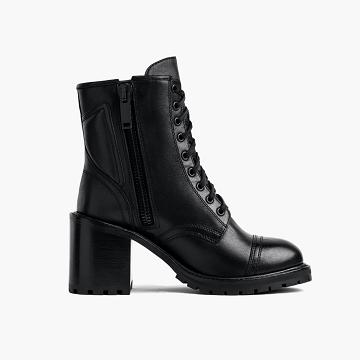 Kozaki Damskie Thursday Boots Rebel Skórzane Czarne | PL390DFM27