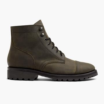 Kozaki Męskie Thursday Boots Captain Skórzane Rugged & Resilient Oliwkowe | PL143MQZ
