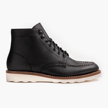 Kozaki Sznurowane Damskie Thursday Boots Diplomat Skórzane Czarne | PL345YXF