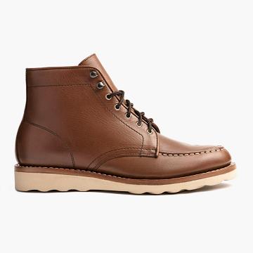 Kozaki Sznurowane Damskie Thursday Boots Diplomat Skórzane Brązowe | PL346TCE
