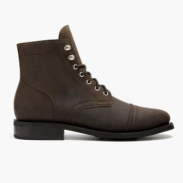 Kozaki Sznurowane Damskie Thursday Boots Captain Skórzane Klasyczne Brązowe | PL407CTV