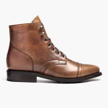 Kozaki Sznurowane Damskie Thursday Boots Captain Skórzane Rugged & Resilient Czarne Kawa | PL410LIS