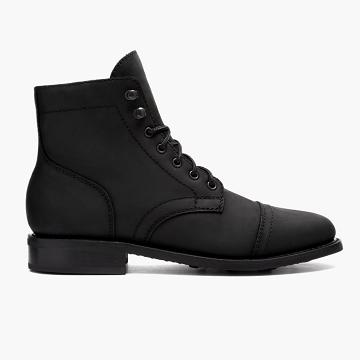 Kozaki Sznurowane Damskie Thursday Boots Captain Skórzane Czarne | PL424TCE