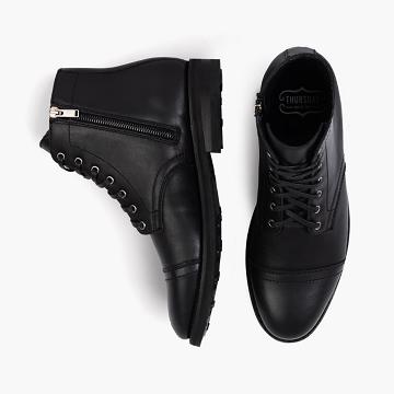 Kozaki Sznurowane Męskie Thursday Boots Major Skórzane Czarne | PL102GSO