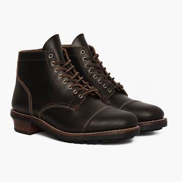 Kozaki Sznurowane Męskie Thursday Boots Vanguard Skórzane Czarne | PL130DFM