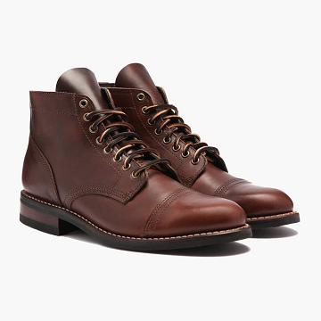 Kozaki Sznurowane Męskie Thursday Boots Vanguard Skórzane Bordowe | PL131PLL