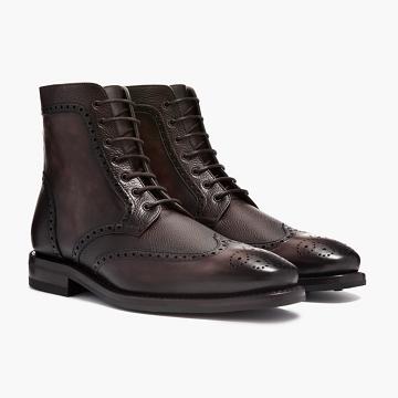 Kozaki Sznurowane Męskie Thursday Boots Wingtip Skórzane Bordowe | PL132AHK