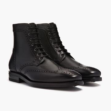 Kozaki Sznurowane Męskie Thursday Boots Wingtip Skórzane Czarne | PL133PJJ