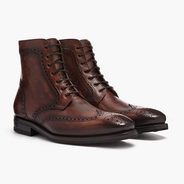 Kozaki Sznurowane Męskie Thursday Boots Wingtip Skórzane Brązowe | PL134OKI