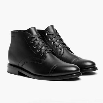Kozaki Sznurowane Męskie Thursday Boots Cadet Skórzane Czarne | PL66NWY