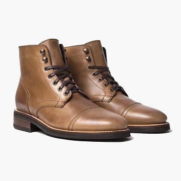 Kozaki Sznurowane Męskie Thursday Boots Captain Skórzane Brązowe | PL71ZUT