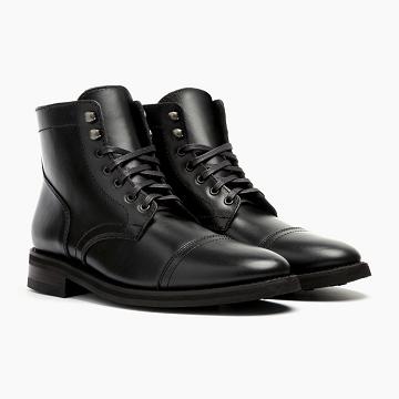 Kozaki Sznurowane Męskie Thursday Boots Captain Skórzane Czarne | PL75HAP