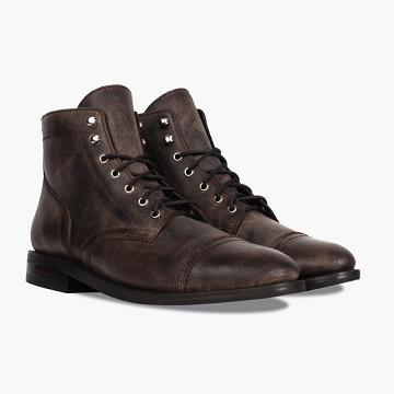 Kozaki Sznurowane Męskie Thursday Boots Captain Skórzane Klasyczne Bordowe | PL79PLL