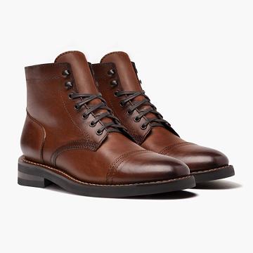 Kozaki Sznurowane Męskie Thursday Boots Captain Skórzane Rugged & Resilient Kawa | PL81PJJ