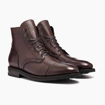 Kozaki Sznurowane Męskie Thursday Boots Captain Skórzane Zamszowe Kawa | PL84UZG