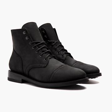 Kozaki Sznurowane Męskie Thursday Boots Captain Skórzane Zamszowe Czarne | PL85YXF
