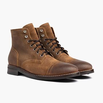 Kozaki Sznurowane Męskie Thursday Boots Captain Zamszowe Brązowe | PL86TCE