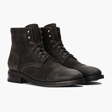 Kozaki Sznurowane Męskie Thursday Boots Captain Zamszowe Oliwkowe | PL88EBC