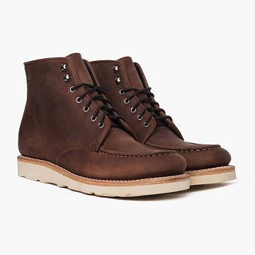 Kozaki Sznurowane Męskie Thursday Boots Diplomat Skórzane Kawa | PL92NWY