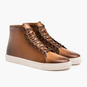 Trampki Męskie Thursday Boots Premier High Tops Skórzane Złote | PL216TCE