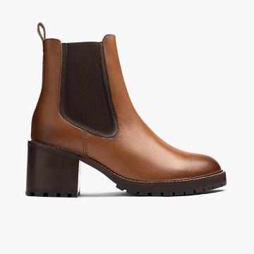 Wysokie Obcasy Damskie Thursday Boots Boots Knockout Skórzane Brązowe | PL403MQZ