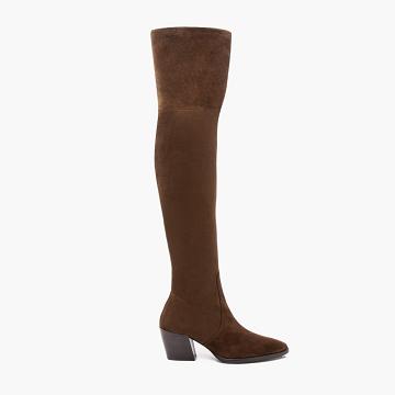 Wysokie Obcasy Damskie Thursday Boots Boots Tempest Zamszowe Brązowe | PL418AHK